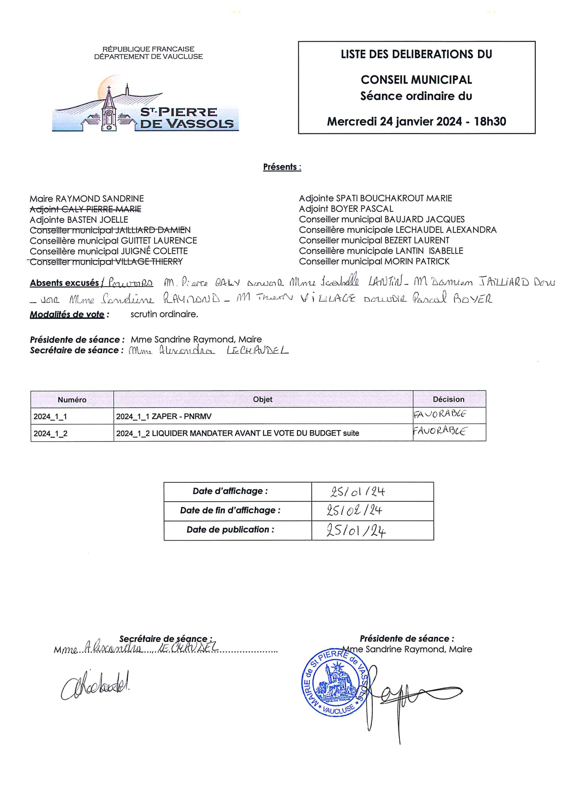 2024012 LISTE DELIBERATIONS